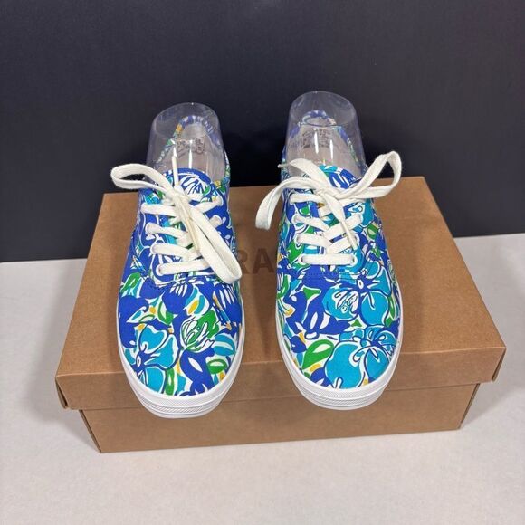 Lilly Pulitzer for Ked lace up sneakers size 8 floral tropical print - Picture 2 of 12
